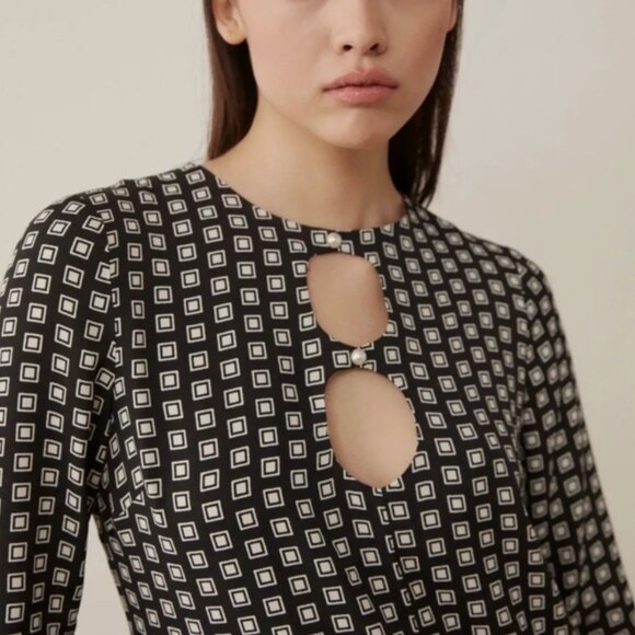 Reformation Killian Dress Classic Neutral black white Size Small NEW Pearls *f67 - Picture 3 of 16